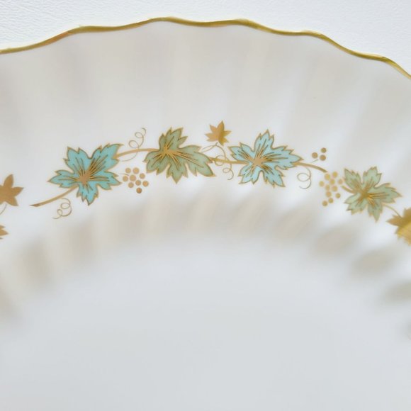 Royal Doulton Piedmont Dinner & Bread Plate Set, Green Gold Leaves Swirl Rim VTG - Picture 6 of 14